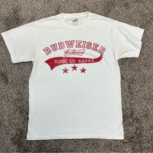 Budweiser shirt mens medium white red king of beers short‎ sleeve graphic tee